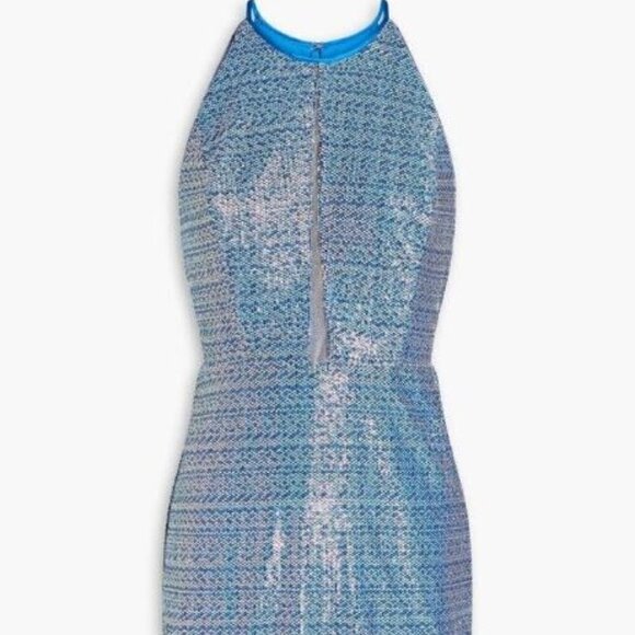 Aidan Mattox Formal Sequin Halter Mini Dress with Cutout Size 2 Marine Blue NWT - Picture 5 of 16